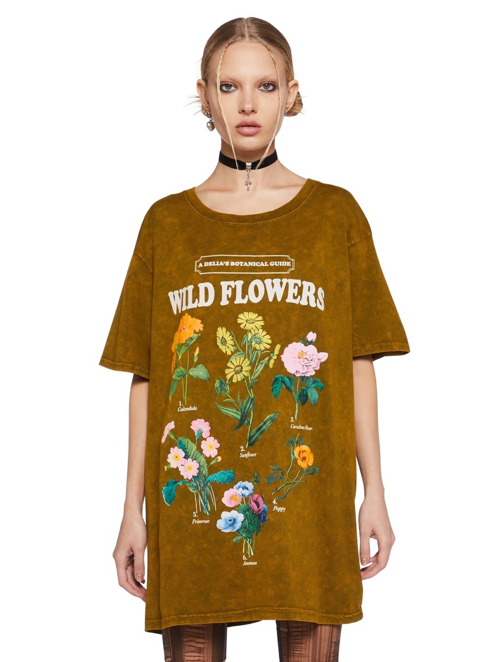 dELiA*s Olive Green Wild Flowers Graphic Tee
